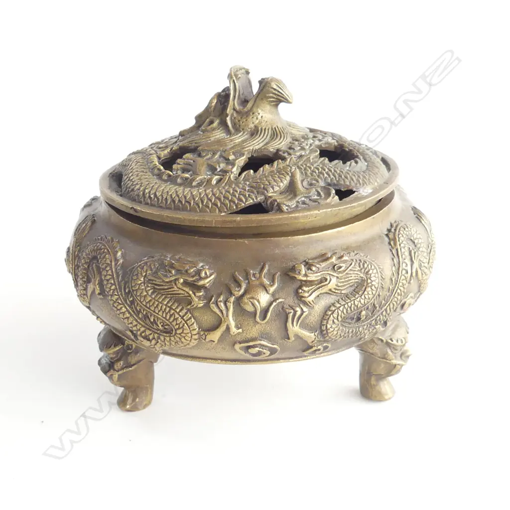 CHINESE BRASS INCENSE BURNER 120mm dia Image 1++