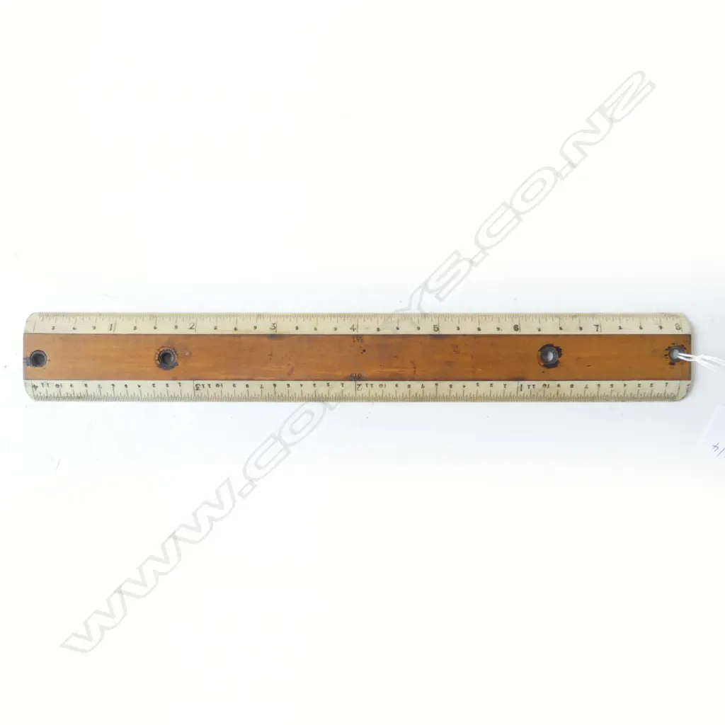ANTIQUE IVORY & WOODEN SCALE RULE QUALITY WORKMANSHIP, L.315MM Image 1++