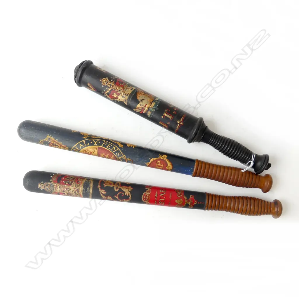 3 ANTIQUE POLICE BATONS EX. JACK RYDER COLLECTION AVONDALE L.440mm Image 1++