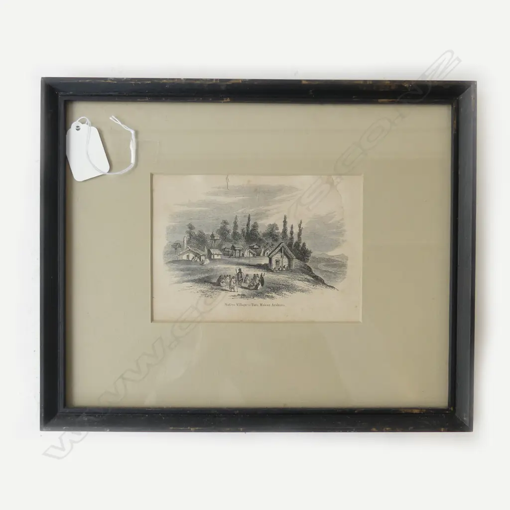 MID 19thC ENGRAVING 'NATIVE VILLAGE TARA MAKAU ARAHURA' 95x135mm Image 1++