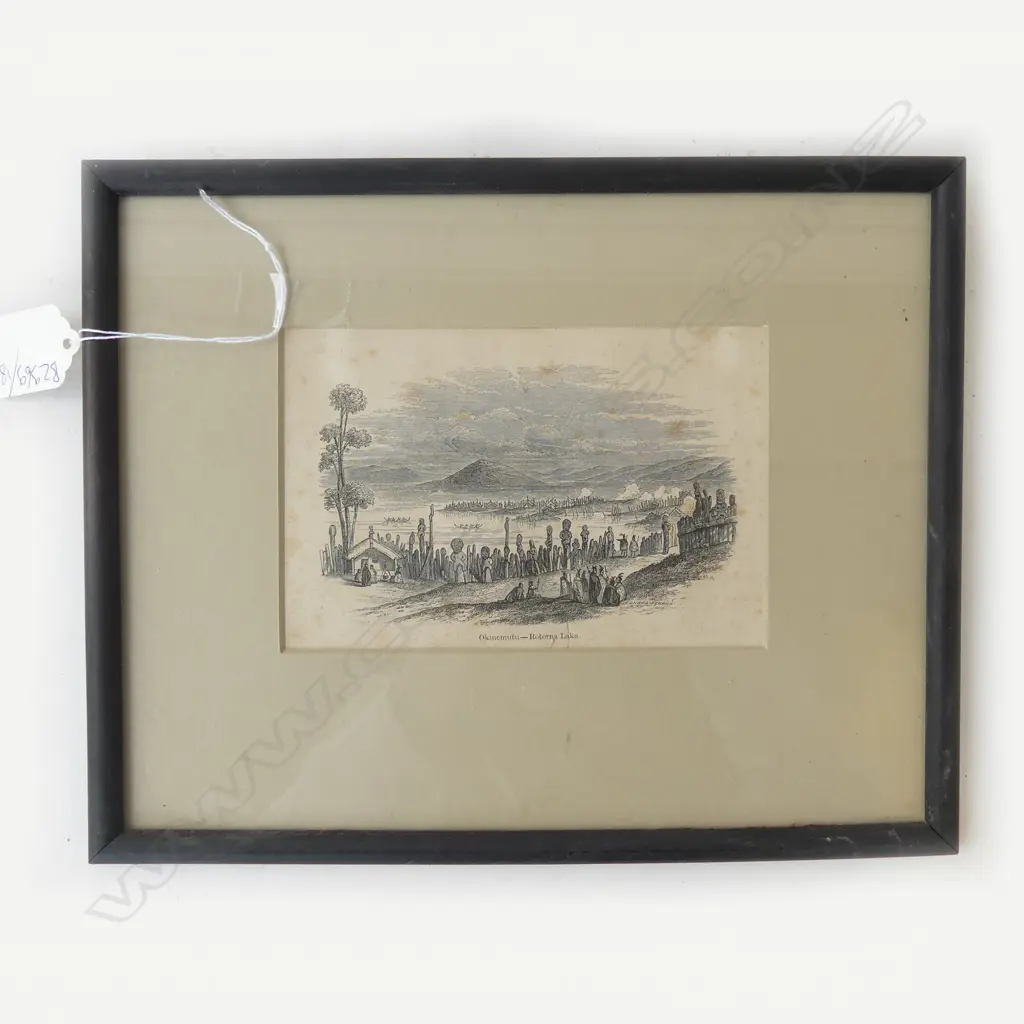 MID 19thC LITHOGRAPH 'OHINEMUTU - ROTORUA LAKE' 90x135mm Image 1++