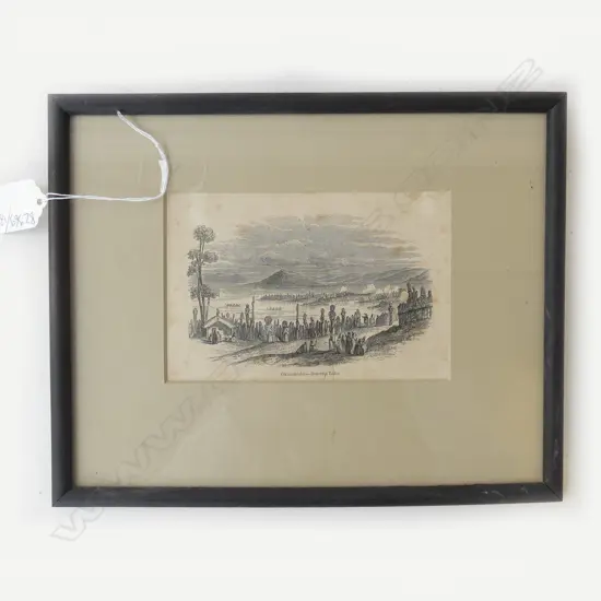 MID 19thC LITHOGRAPH 'OHINEMUTU - ROTORUA LAKE' 90x135mm