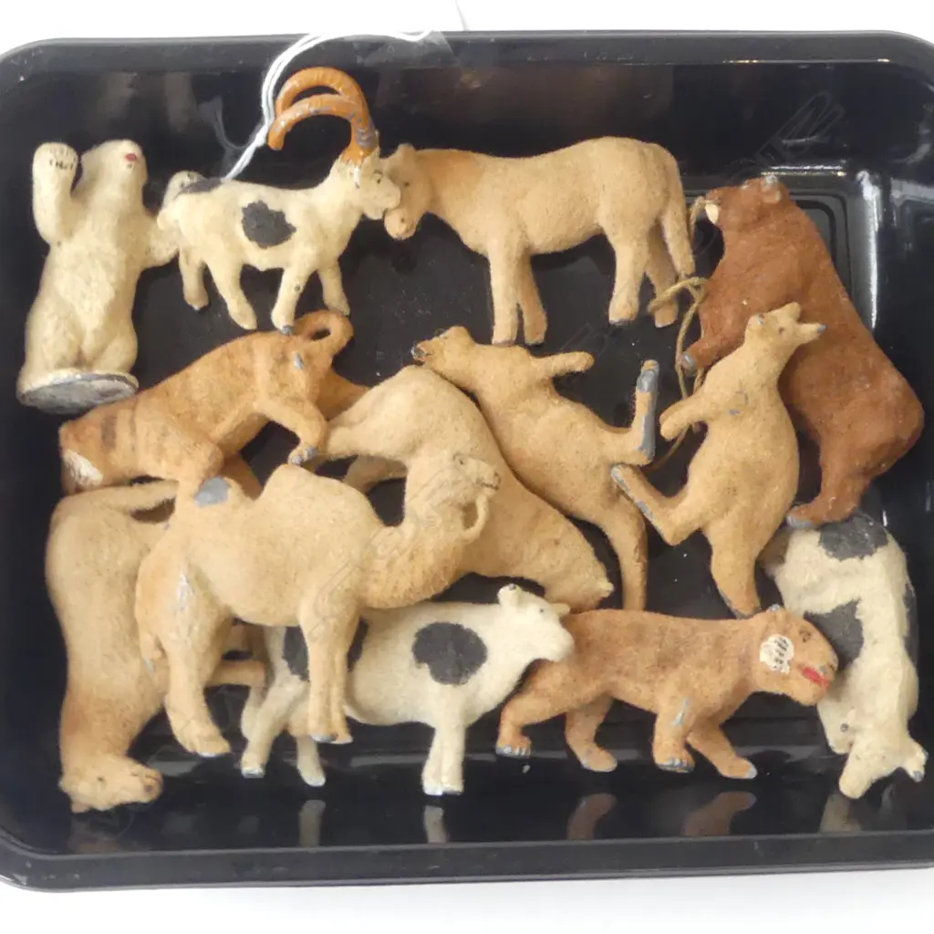 13 VINTAGE PLUSH LEAD TOYS – POLAR BEER, TIGER, CAMEL, COWS ETC L.85MM Image 1++