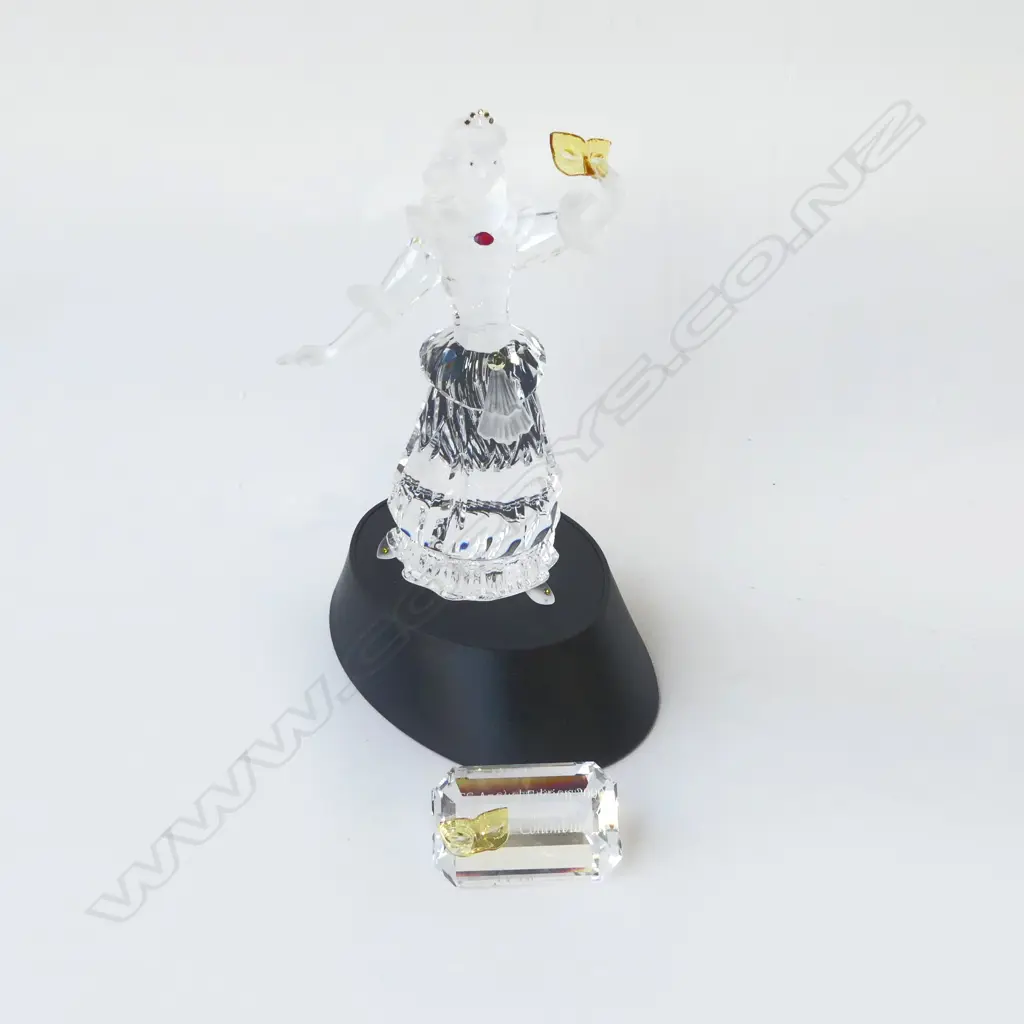 SWAROVSKI 'MASQUERADE COLUMBINE 2000' CASED & BOXED H.170mm w. STAND & PLAQUE Image 1++