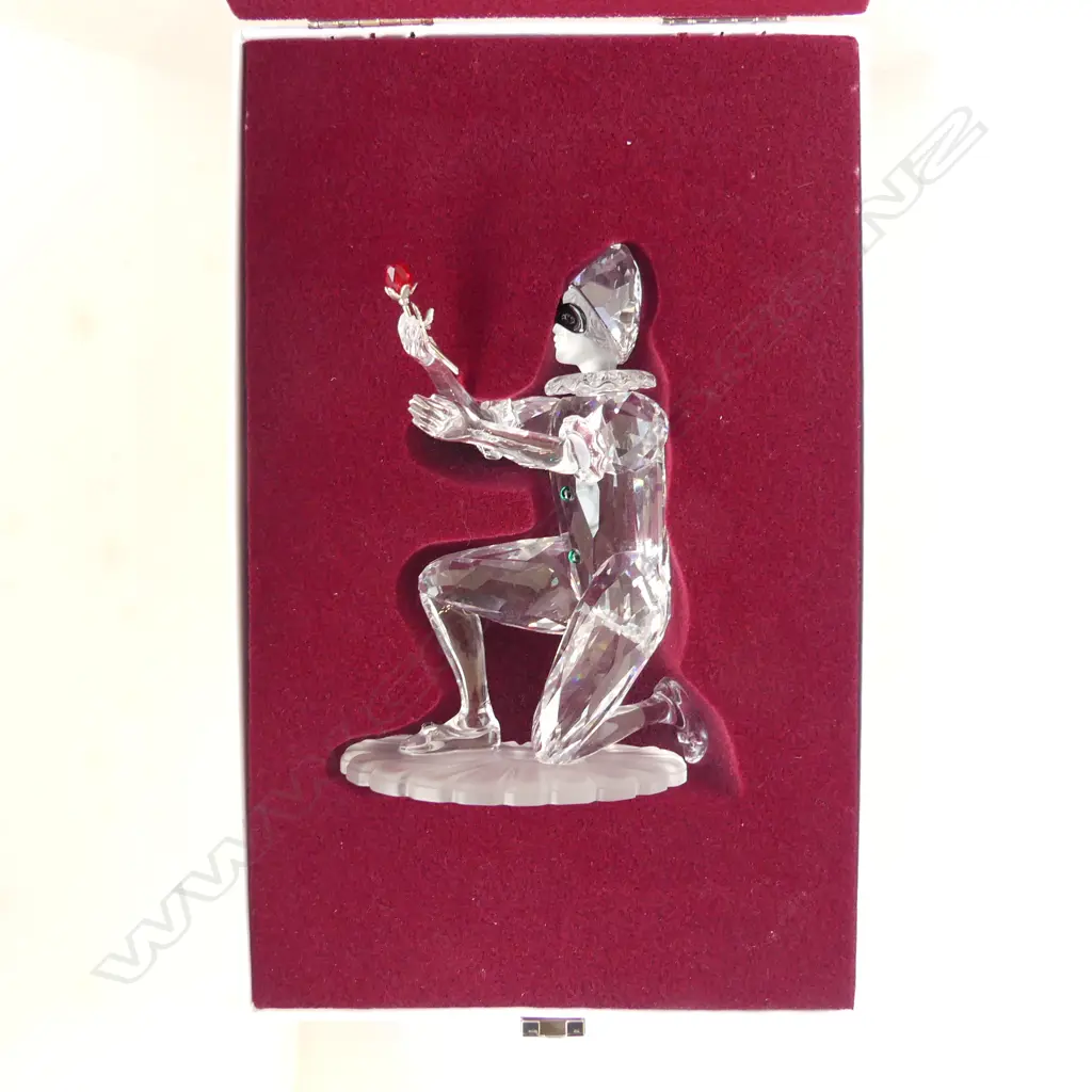 SWAROVSKI 'MASQUERADE HARLEQUIN 2001' SIGNED, CASE & BOX H.135mm + STAND & PLAQUE Image 1++