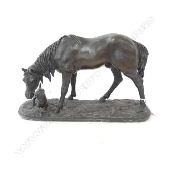 CAST METAL HORSE SCULPTURE W.340mm