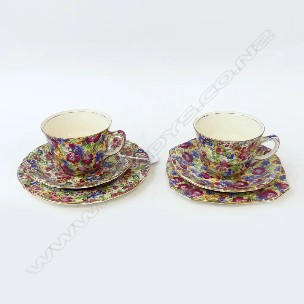 TWO ROYAL WINTON AOF CHINTZ CUP, SAUCER & PLATE SETS – ‘SUMMERTIME’ & ‘ROYALTY’ Image 1++