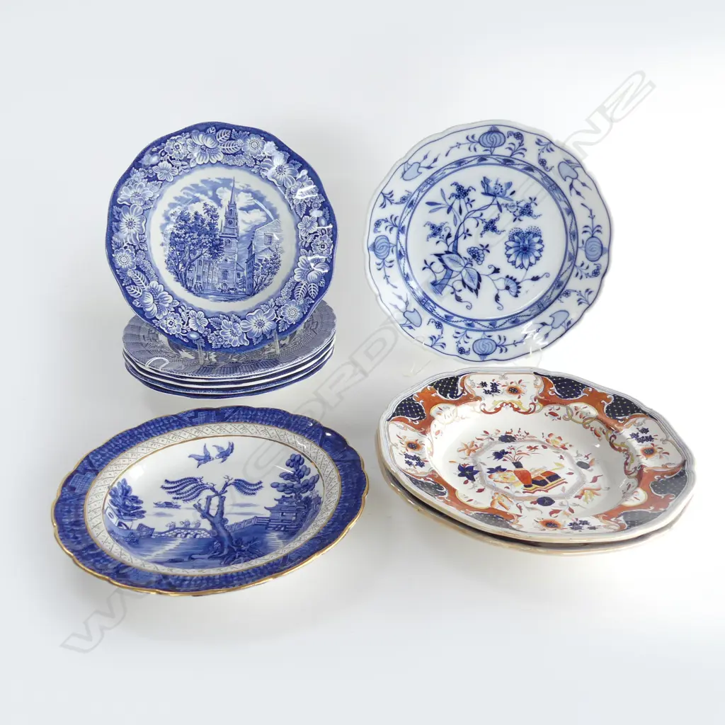 10 SOUP PLATES; 8 B/W INCL. BOOTHS & MEISSEN + PR VICTORIAN Image 1++