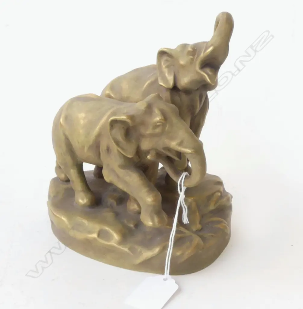 ROYAL DUX FIGURINE; 2 ELEPHANTS H.170mm Image 1++
