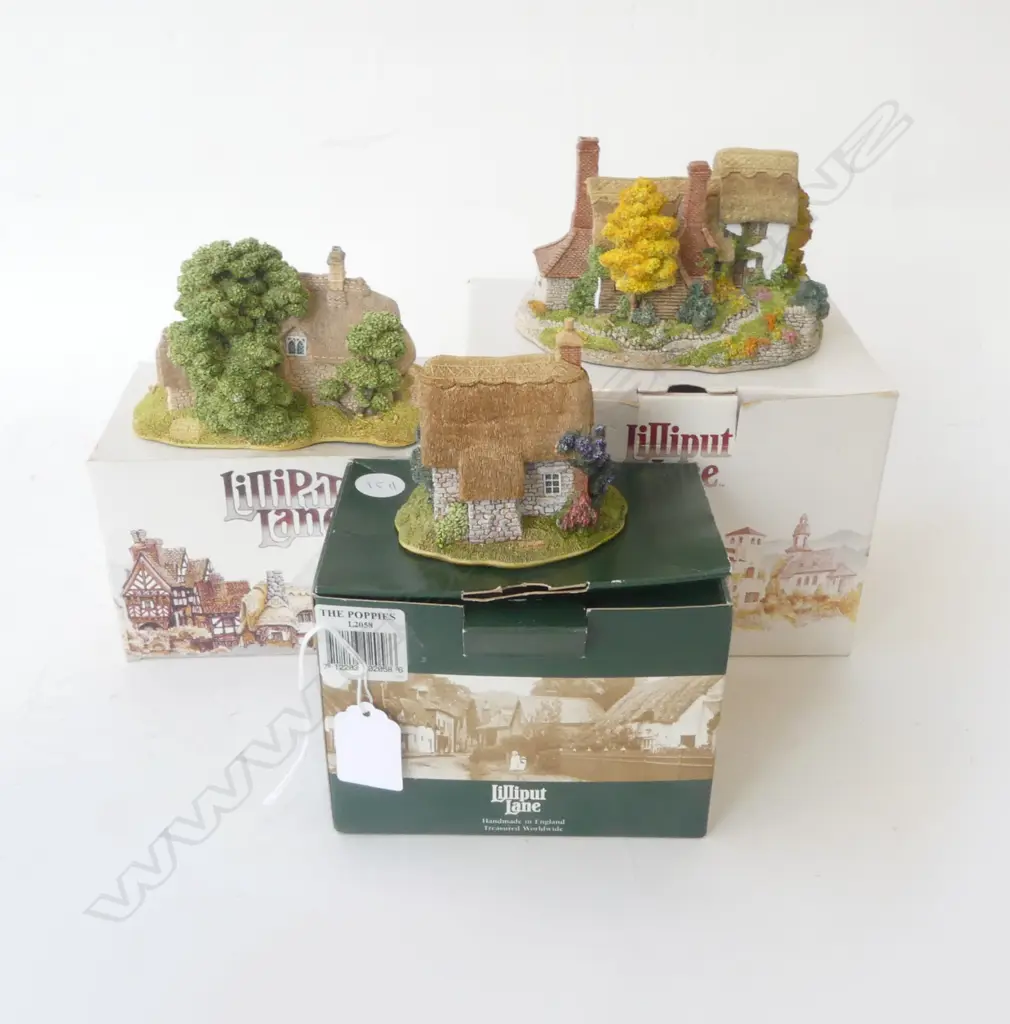 THREE LILLIPUT LANE IN BOXES – ‘THE POPPIES’, ‘LAVENDER COTTAGE’, & ‘RUSTIC ROOT HOUSE’ Image 1++