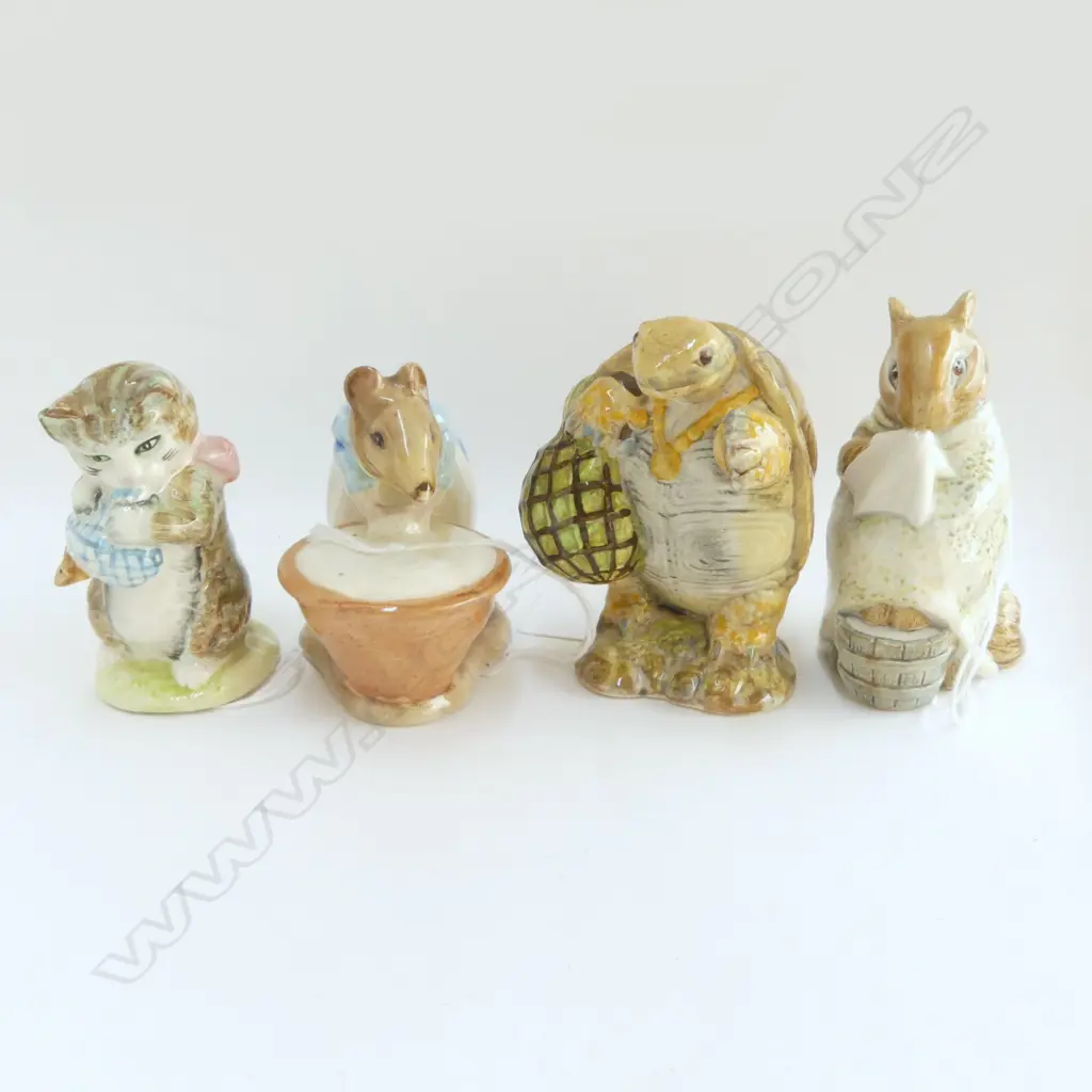 4 BESWICK BEATRIX POTTER FIGS; MISS MOPPET 1954, ANNA MARIA 1962, CHIPPY HACKEE & Mr ALDERMAN PTOLEMY (repair to hand) Image 1++