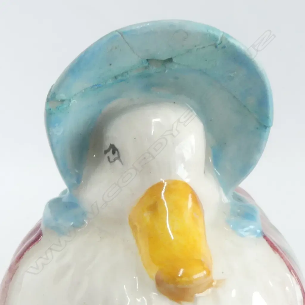 3 R.ALBERT BEATRIX POTTER FIGURES; POORLY PETER RABBIT, BENJAMIN BUNNY & JEMIMA PUDDLEDUCK (REPAIR TO BONNET) Image 1++