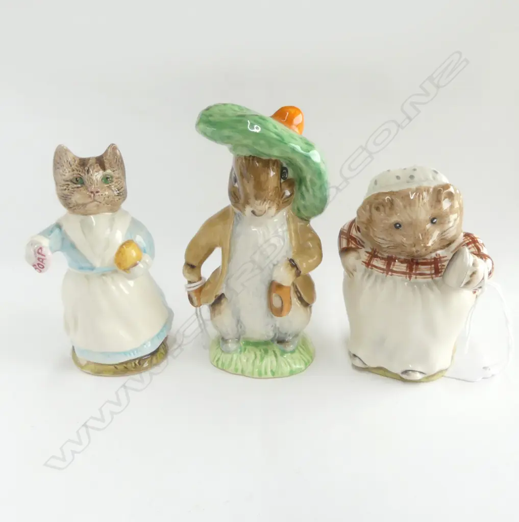 3 R.ALBERT BEATRIX POTTER FIGURES; TABITHA TWITCHIT, MRS TIGGY WINKLE, BENJAMIN BUNNY Image 1++