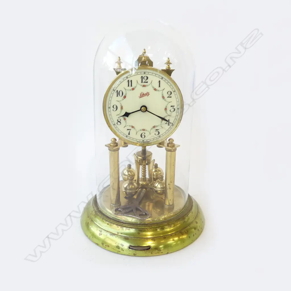 SHATZ BRASS GLASS DOME CLOCK H300MM Image 1++