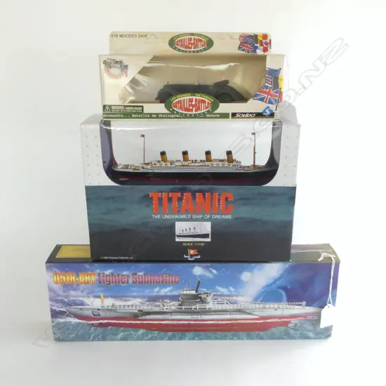 MINT & BOXED MODEL U518 SUBMARINE L410MM  MINT & BOXED MODEL 6119 MERCEDES 540K L230MM & MINT & BOXED MODEL TITANIC L280