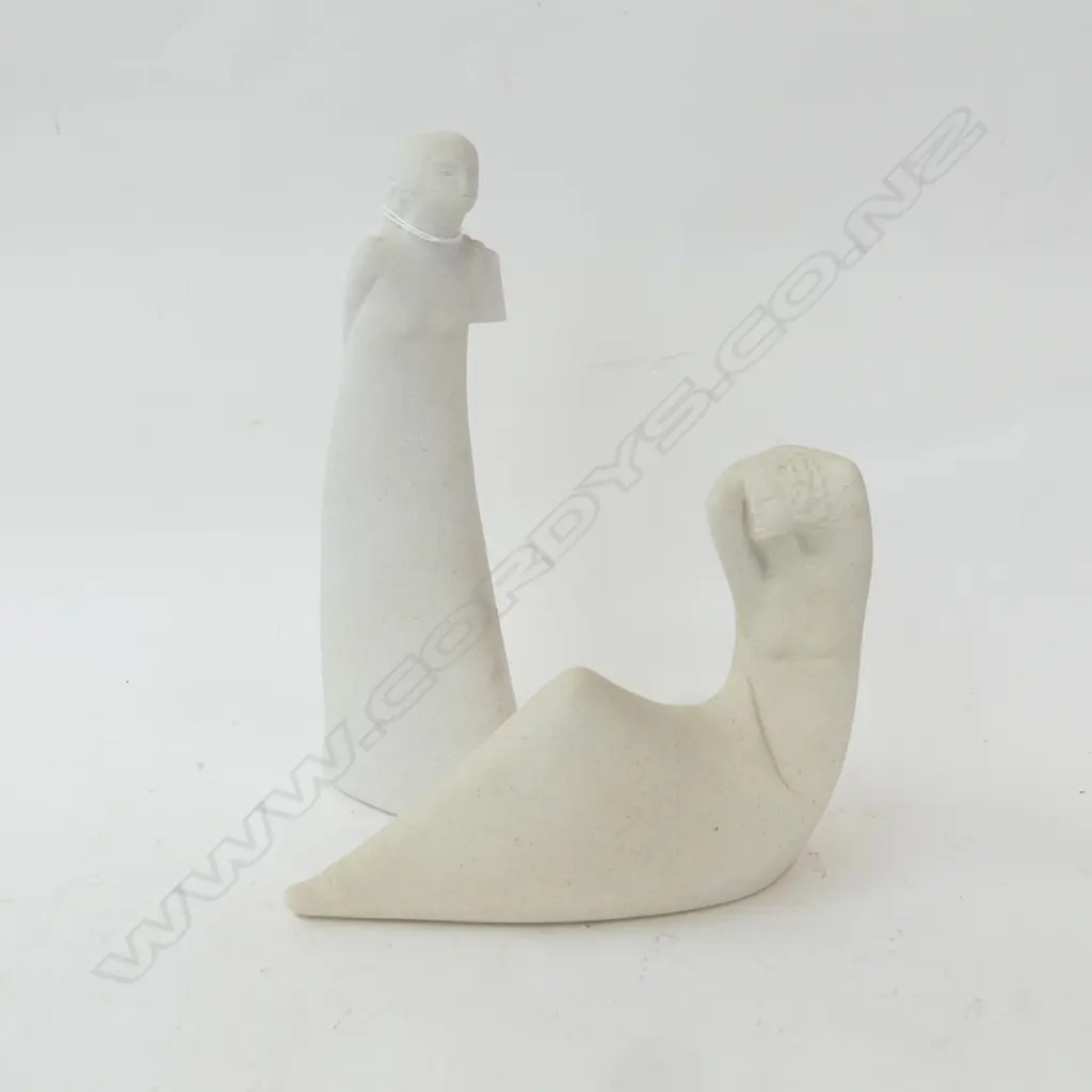 2 MARBELL BELGIUM STONE ART LADY FIGURES H240MM TALLEST Image 1++
