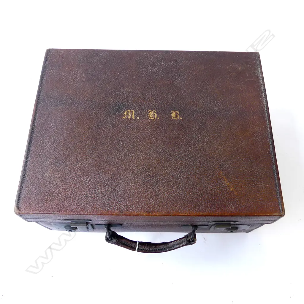 ANTIQUE LEATHER FITTED CASE MAKER  A. BOSWELL 6 HANOVER STREET EDINBURGH, L.430MM W.335MM Image 1++