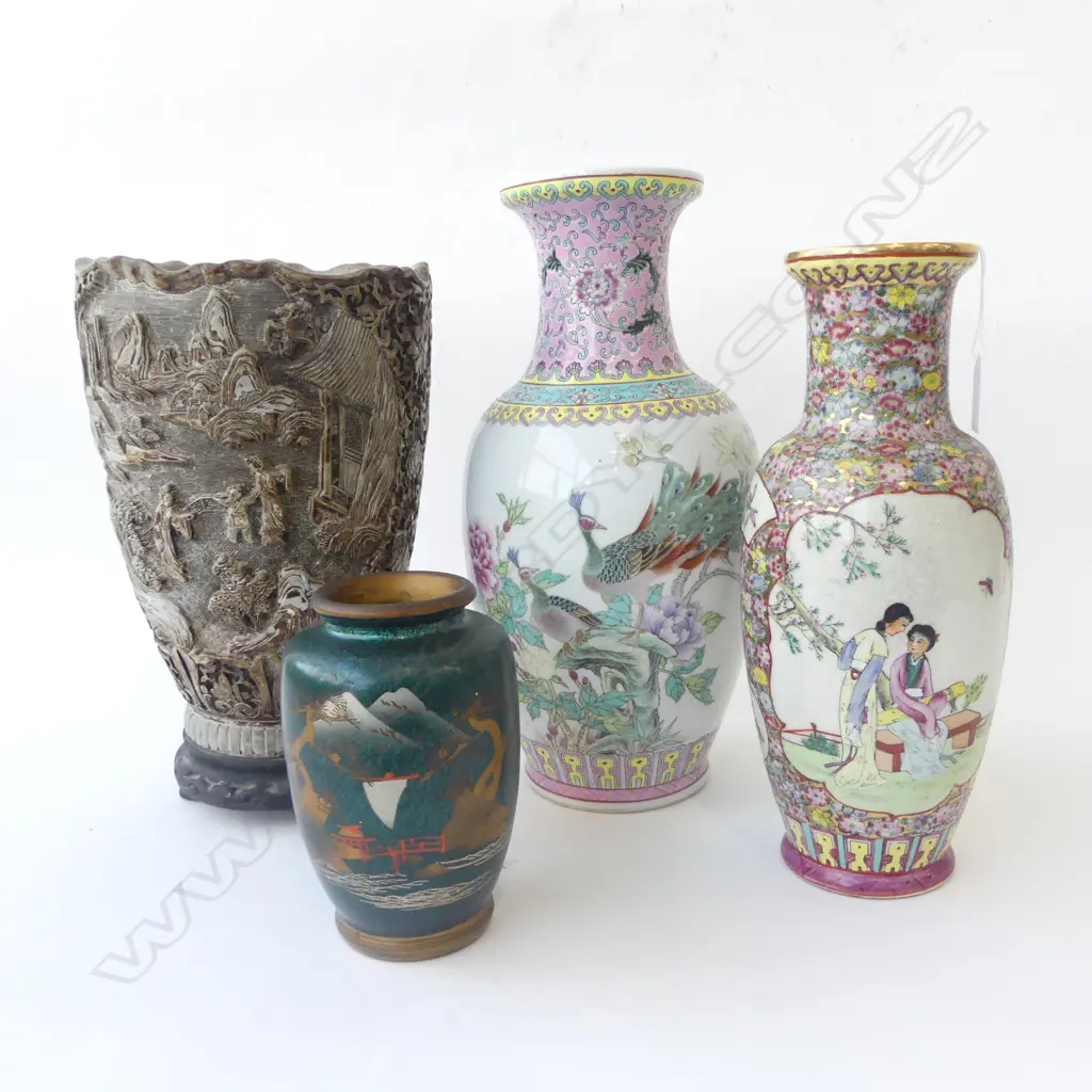 4 ORIENTAL VASES H.350, 310, 300, 160mm Image 1++