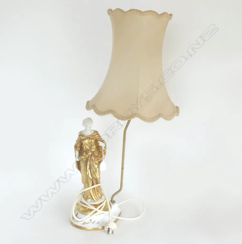 LAMP w. GILDED PORCELAIN FIGURE H.750mm Image 1++