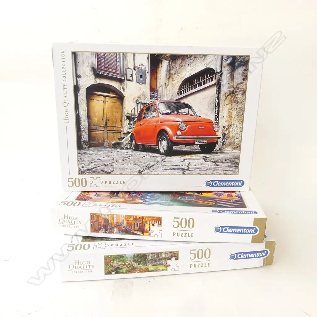 THREE CLEMENTONI 500PC JIGSAW PUZZLES ‘HIGH QUALITY COLLECTION’, COMPLETE, NEAR NEW ITALY Image 1++