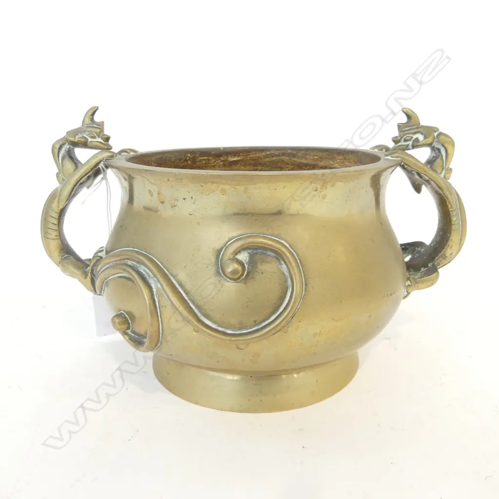  ASIAN BRASS BOWL [MAKERS NAME UNDERNEATH] DIA 245MM Image 1++