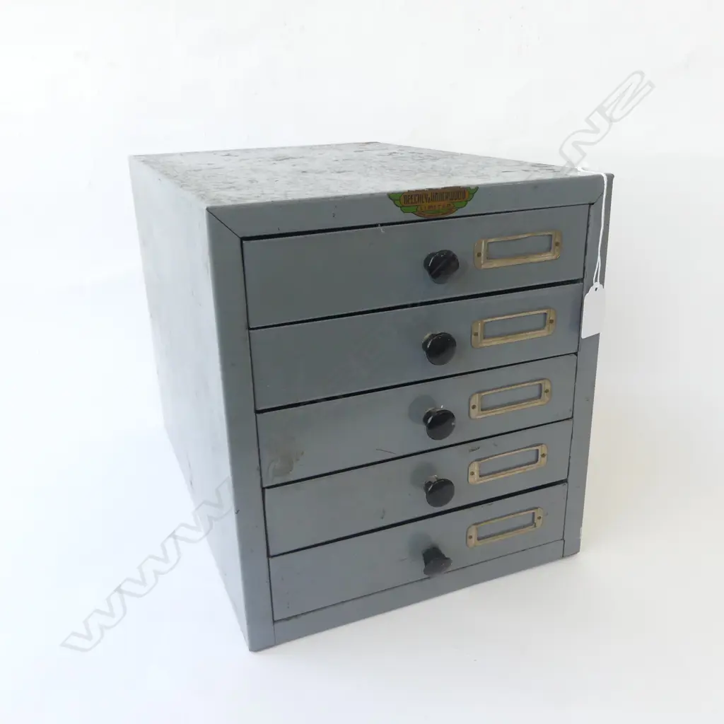 VINTAGE METAL 5 DRAWER COLLECTORS CABINET 260x385x285mm  Image 1++