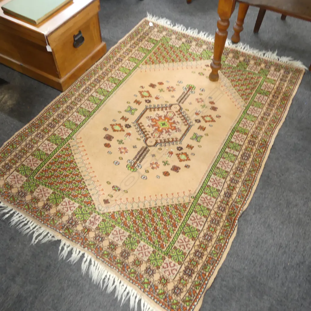 PERSIAN RUG APRICOT & GREEN COLOURS L1700 W1270MM Image 1++