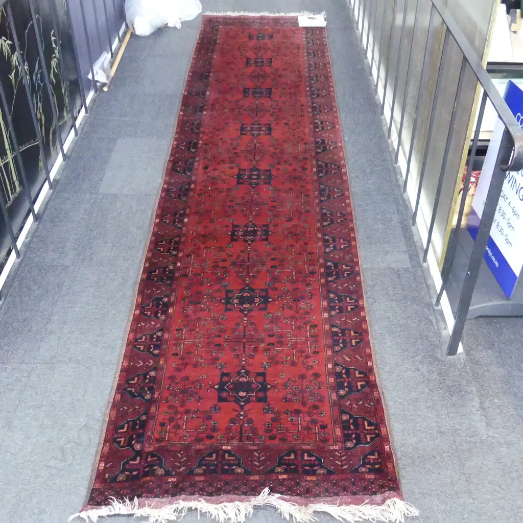 HAND KNOTTED ALL WOOL AFGHANI ANDKHOY TURKOMAN RUNNER 3750x990mm Image 1++