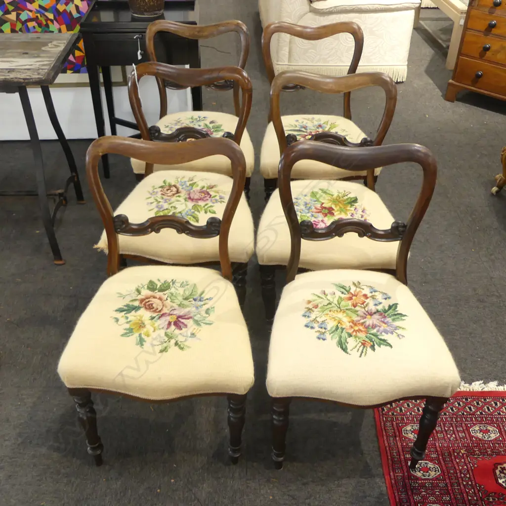6 VICTORIAN SADDLEBACK DINING CHAIRS one leg faulted Image 1++