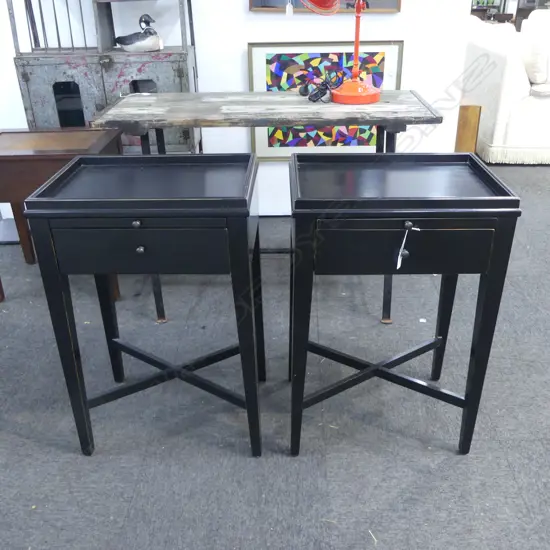 PR EBONISED SIDE TABLES 500x360x750mm