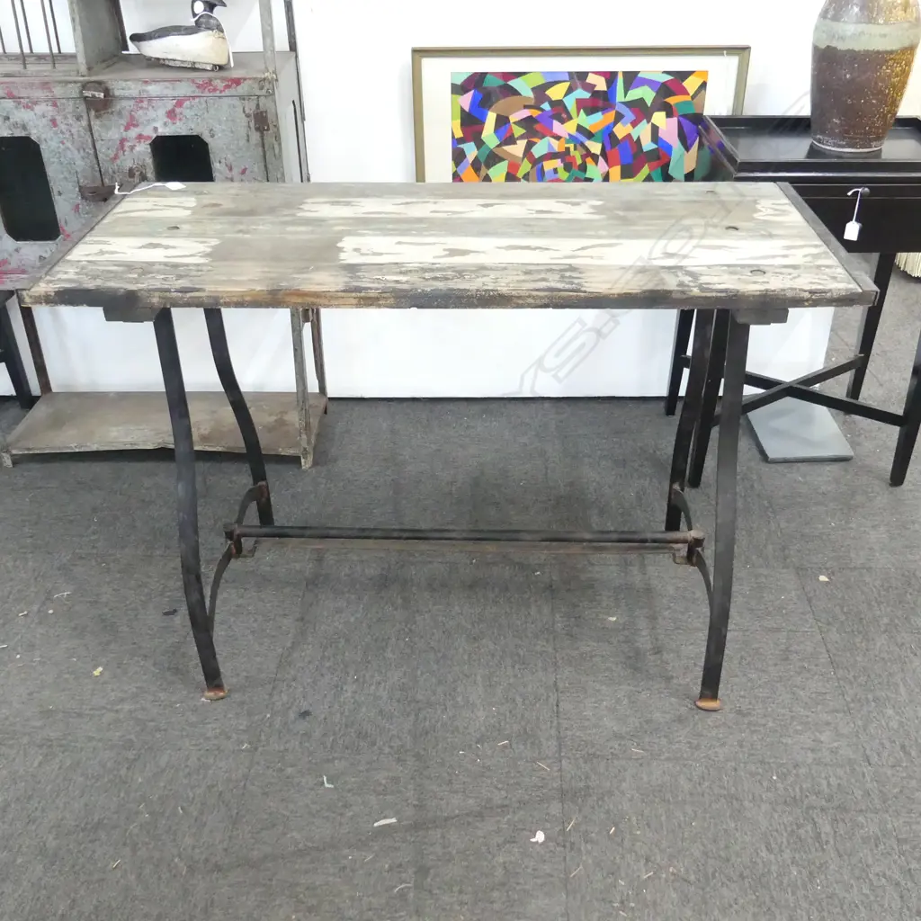 METAL FRAMED INDUSTRIAL HALL TABLE H770X1120MM Image 1++