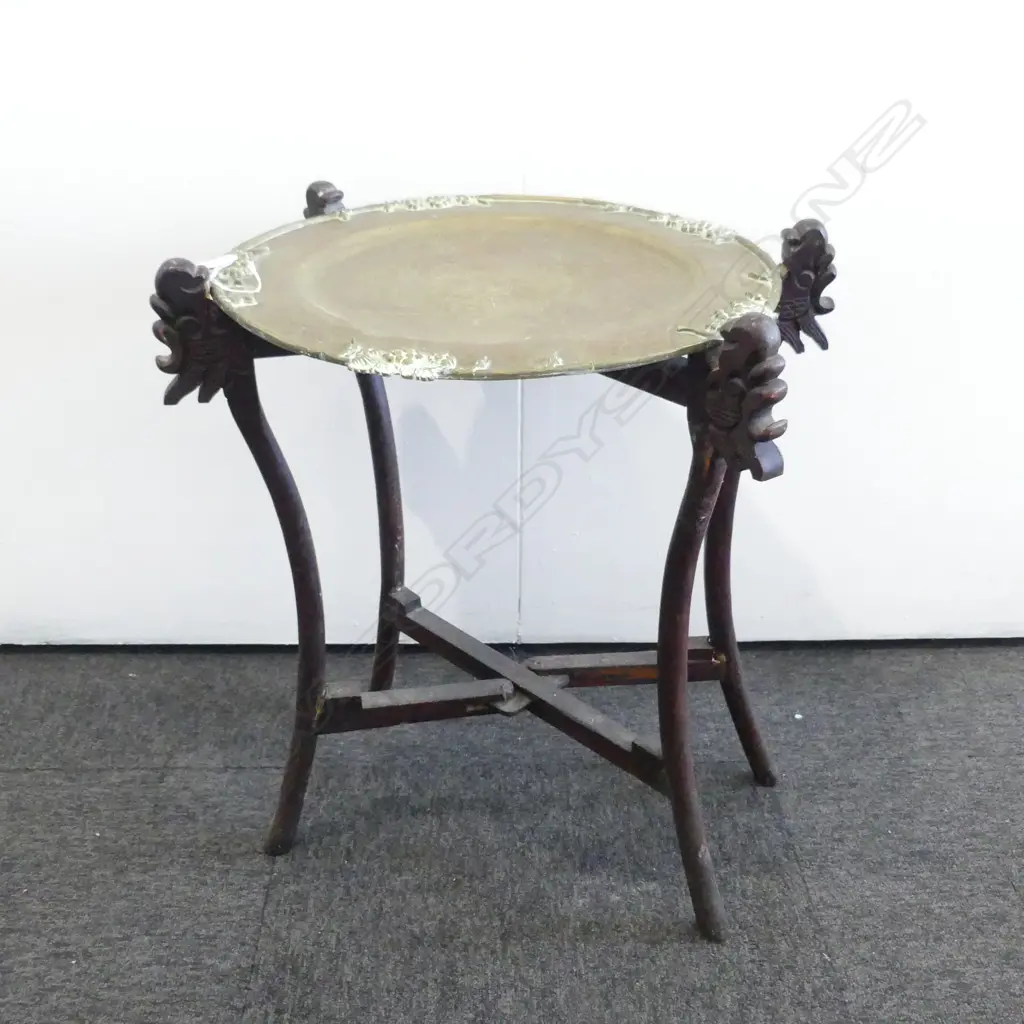 CHINESE BRASS TOPPED FOLDING TABLE H570 DIA 460MM Image 1++