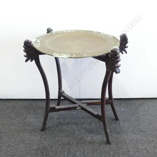 CHINESE BRASS TOPPED FOLDING TABLE H570 DIA 460MM