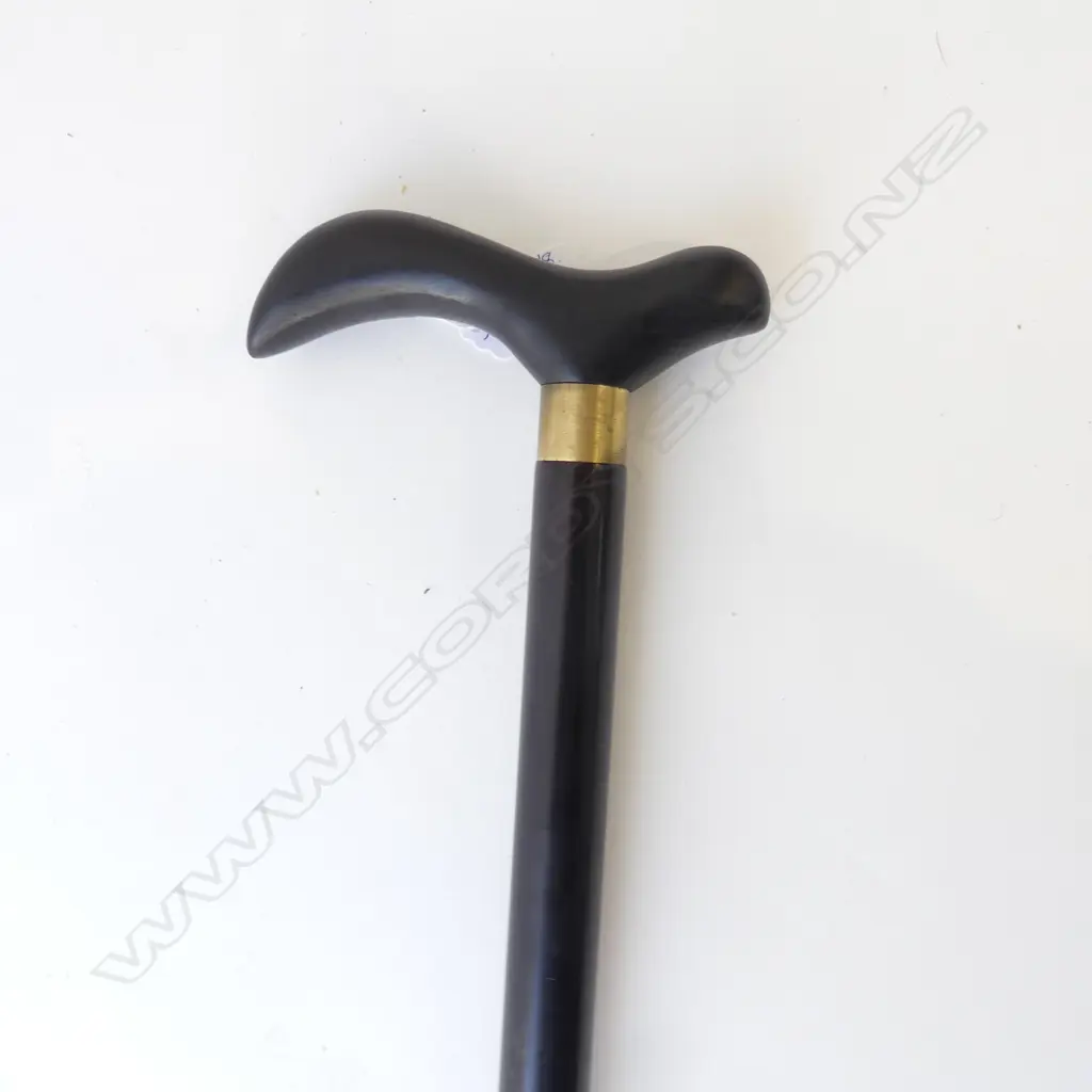 3 PART EBONISED WALKING STICK L.850mm Image 1++