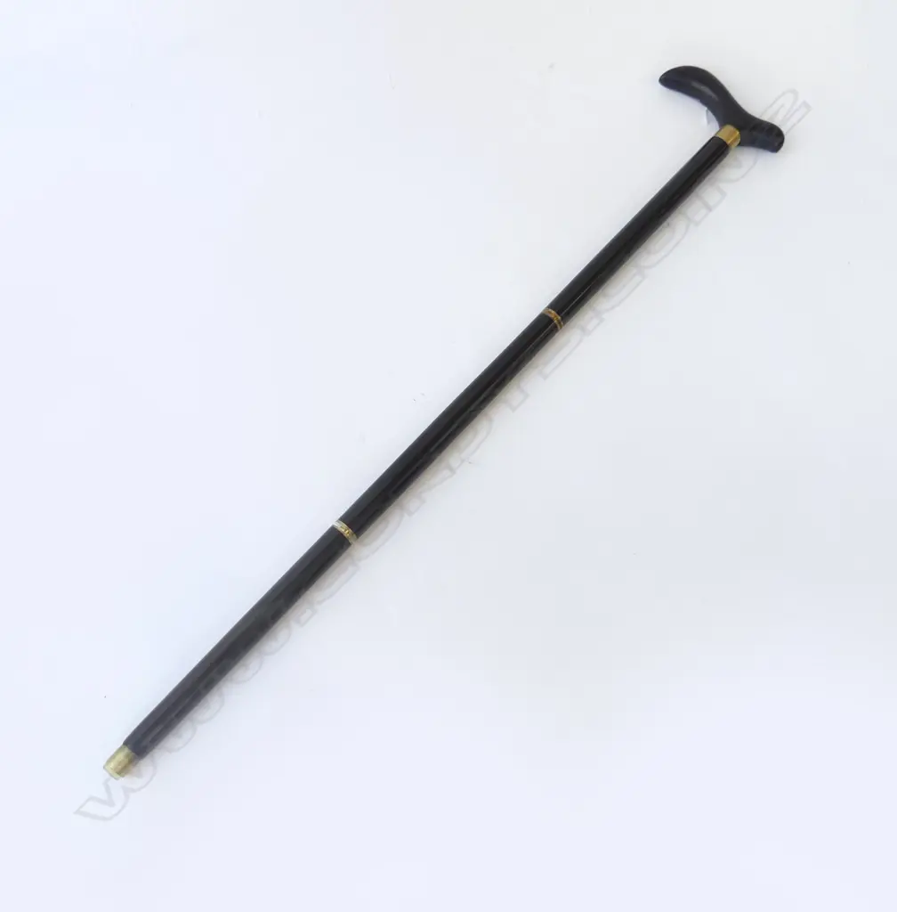 3 PART EBONISED WALKING STICK L.850mm Image 1++