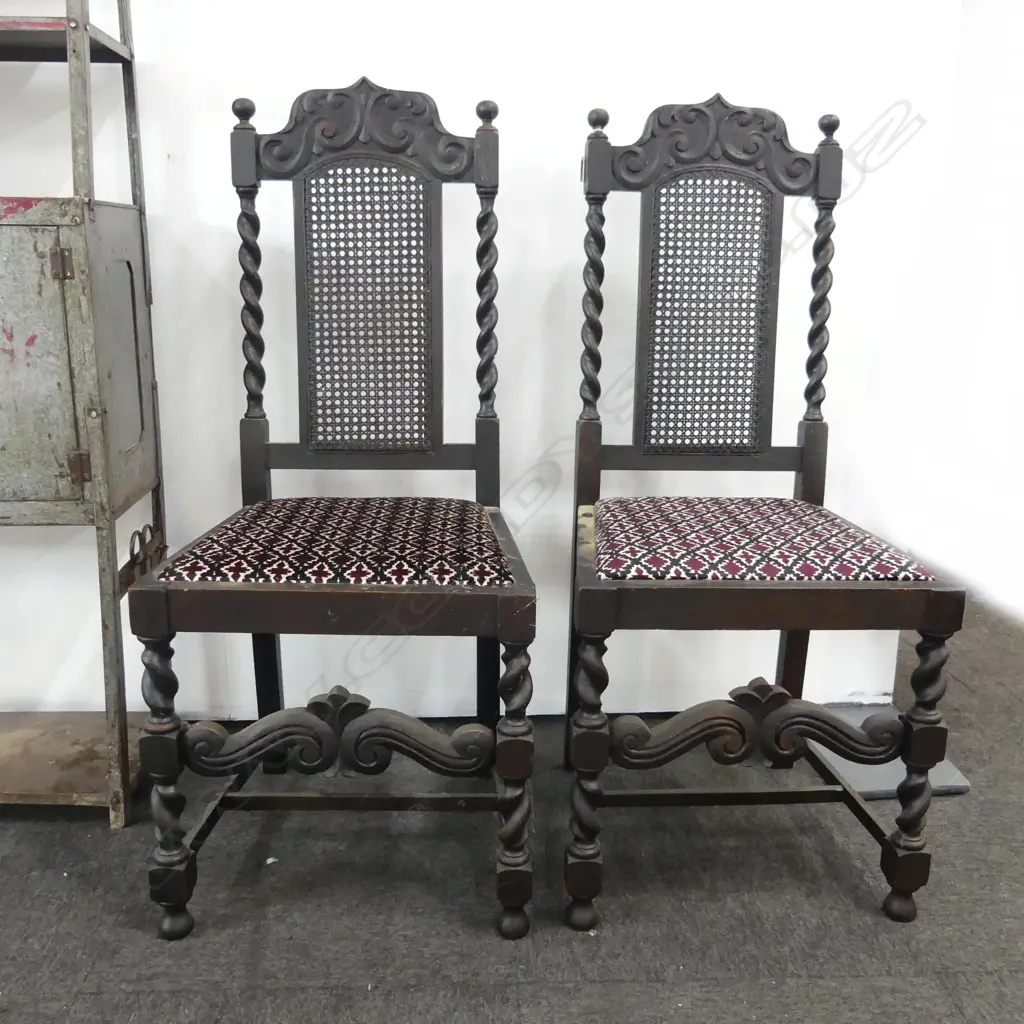 PR JACOBEAN STYLE CANED BACK DINING CHAIRS Image 1++