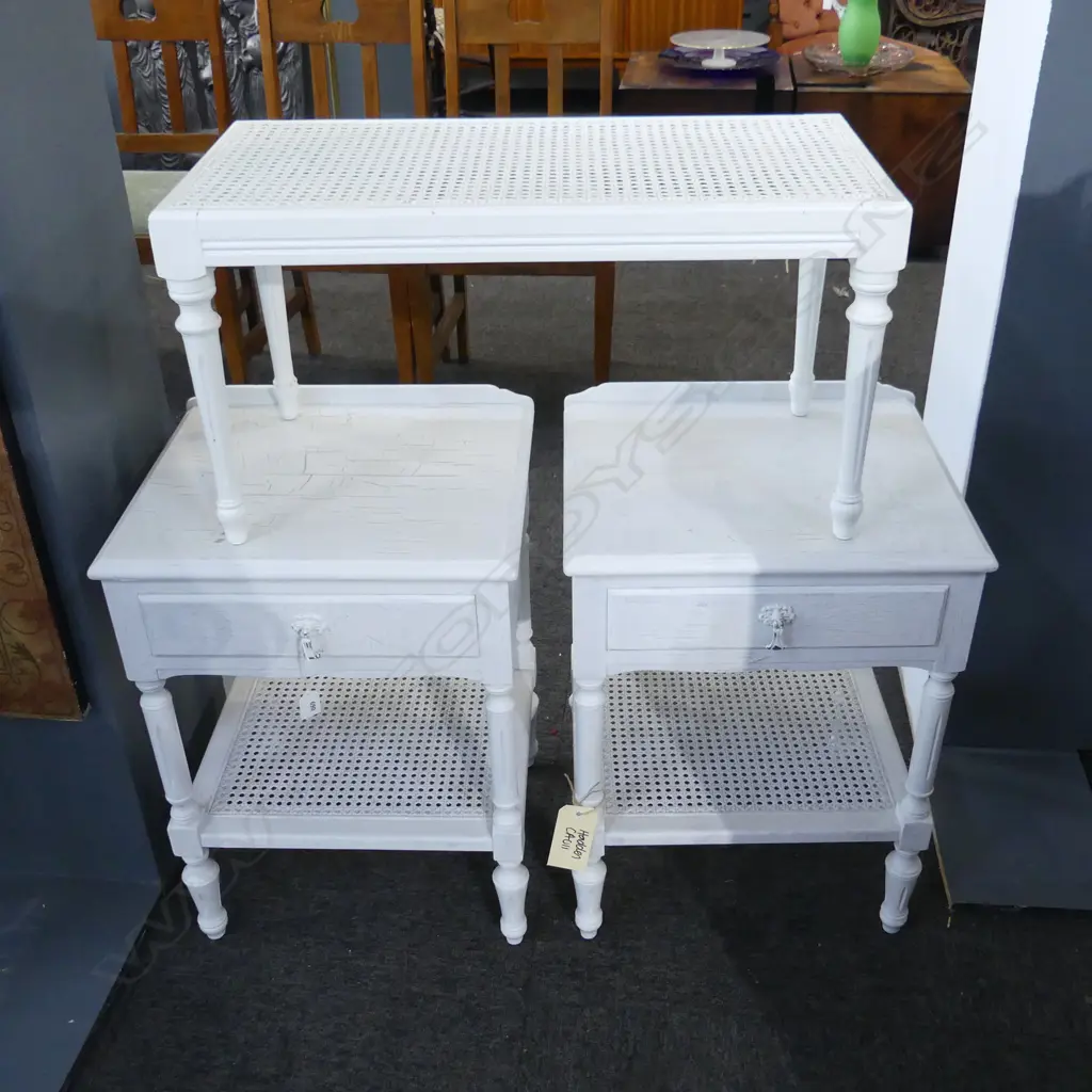 PR WHITE PAINTED BEDSIDE CABINETS + STOOL Image 1++