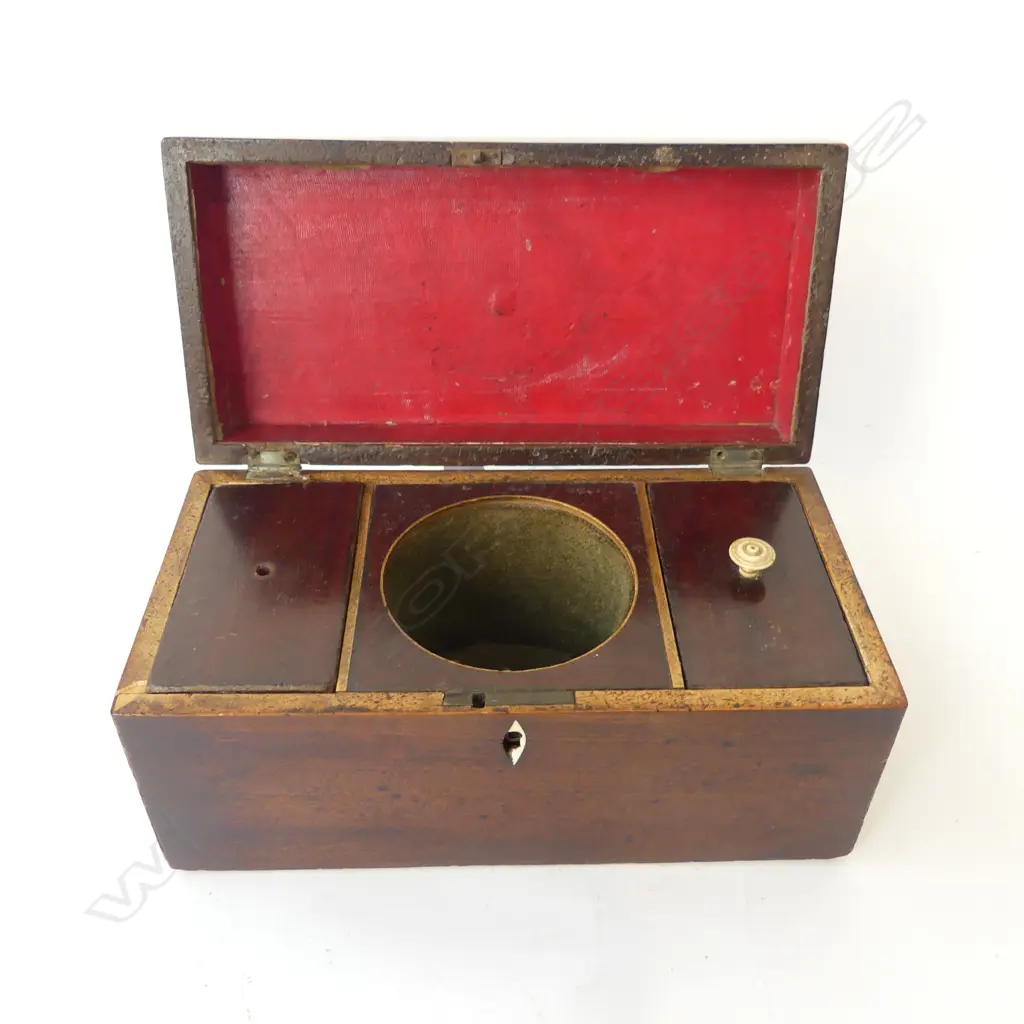 ANTIQUE MAHOGANY TEA CADDY W.305mm LOSSES Image 1++