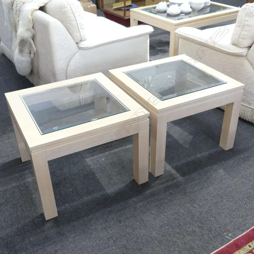 PR GLASS TOPPED SIDE TABLES 610x610x460mm Image 1++