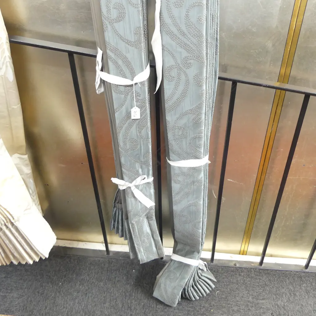 CELADON SILK TAFFETA CURTAINS L.2400mm Image 1++