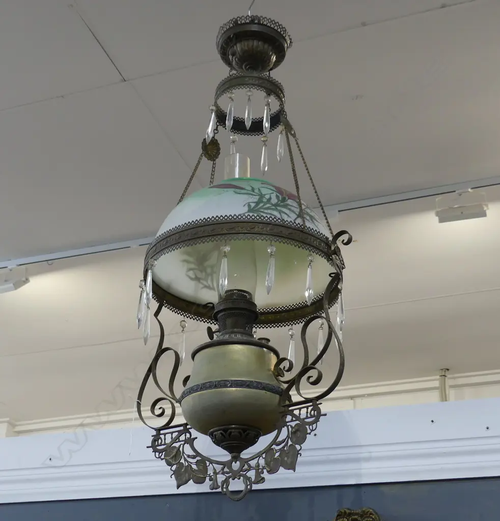 VICT KERO HANGING LAMP HAND PAINTED SHADE H1000MM DIA370MM Image 1++