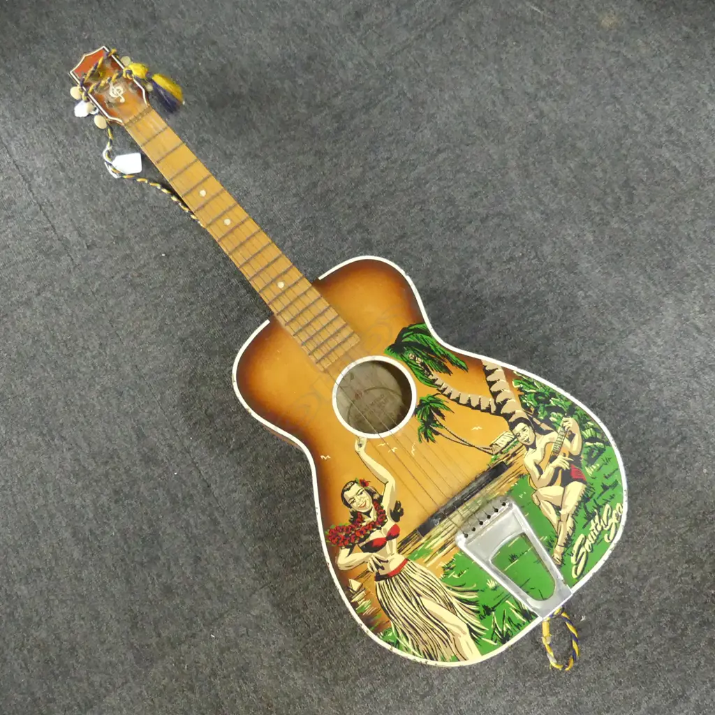 GALLOTONE ACOUSTIC GUITAR w. HAWAIIAN DESIGN H.945mm Image 1++