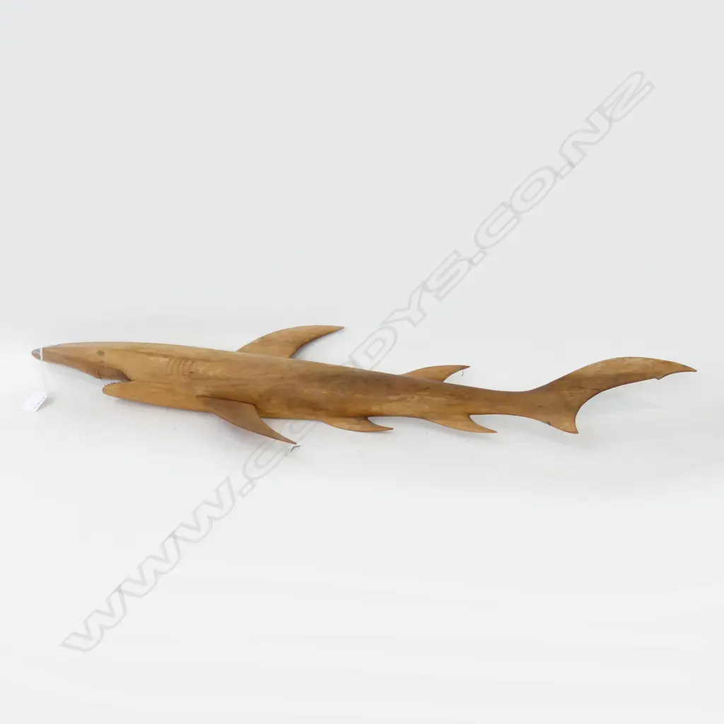 CARVED WOODEN PITCAIRN? SHARK L.890mm REPAIRS Image 1++