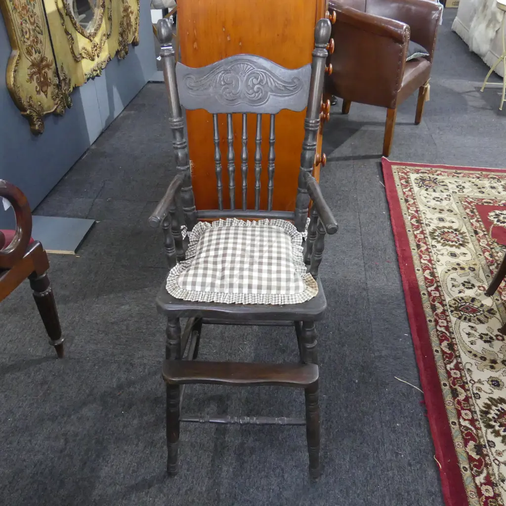 VINTAGE SPINDLE BACK HIGH CHAIR H.1025mm Image 1++