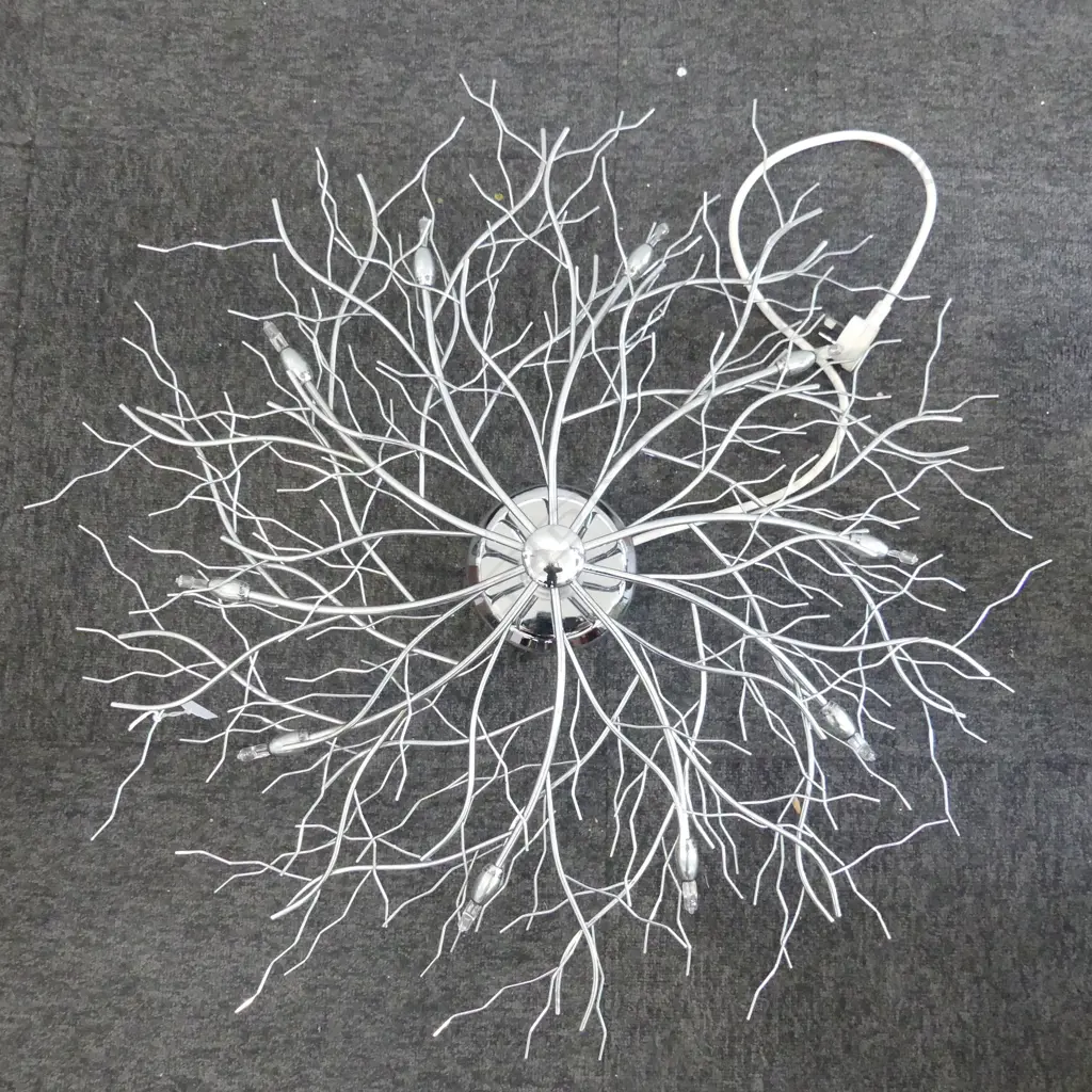 BRANCHED SILVER METAL LAMP 700mm dia Image 1++