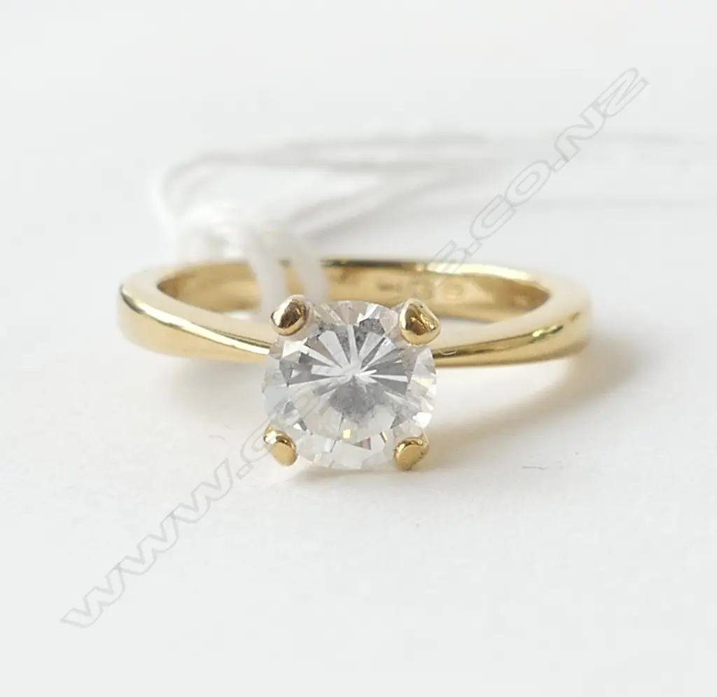 STG SILVER GOLD PLATE CZ SOLITAIRE DRESS RING SIZE J Image 1++
