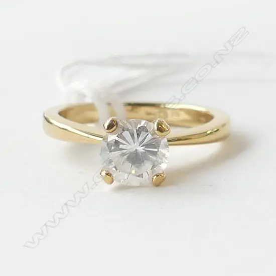 STG SILVER GOLD PLATE CZ SOLITAIRE DRESS RING SIZE J