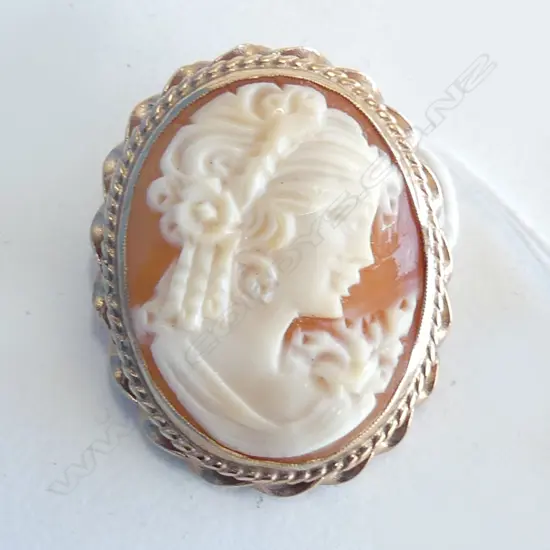 9ct GOLD FRAMED CAMEO BROOCH / PENDANT hinged fitting 7.5gms
