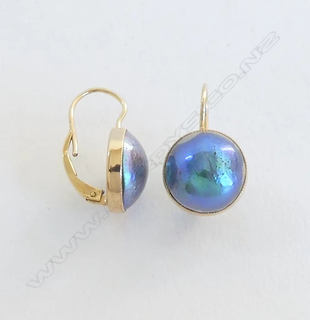 PR 14ct PAUA PEARL EARRINGS Image 1++