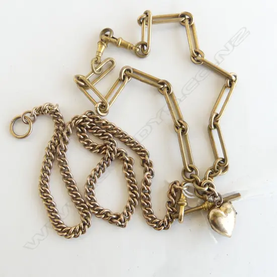 2 ANTIQUE ROLLED GOLD CHAINS 